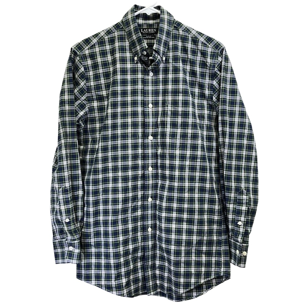Lauren Ralph Lauren Multicolor Plaid Mens Slim Fit Stretch L/S Button Shirt Sz15